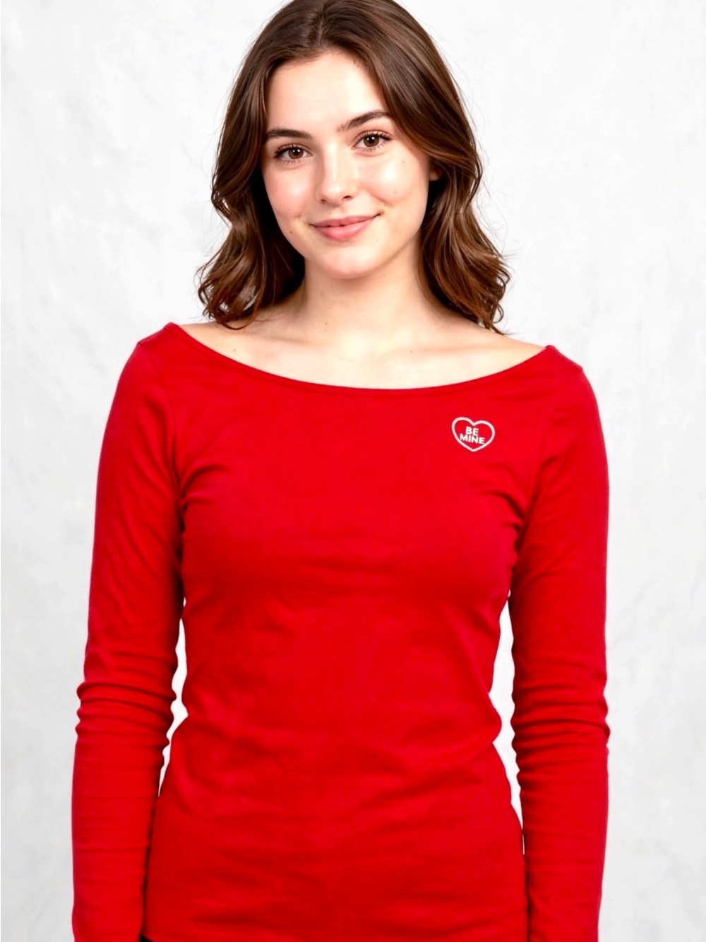 Universal Thread S Women's Red Off-Shoulder boat neck Coquette Top - 'Be Mine'